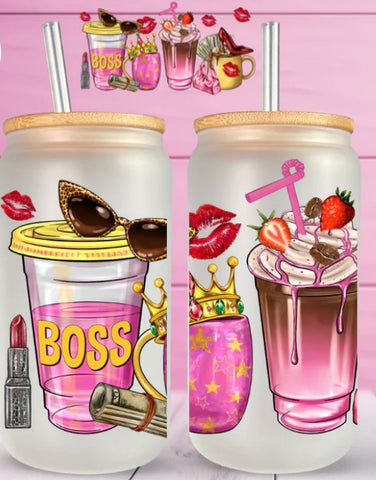 Boss Pink Glass Tumbler