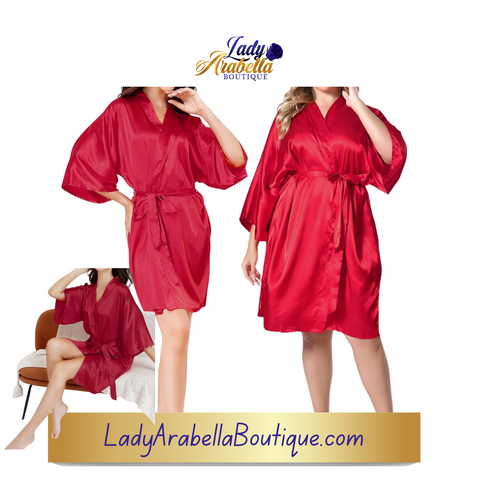 Satin Robe Color Red