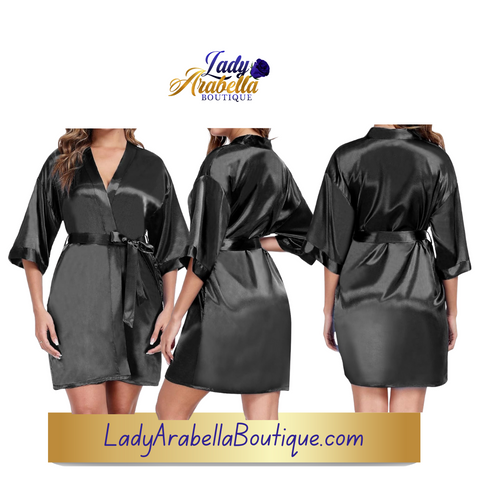 Satin Robe Color Black