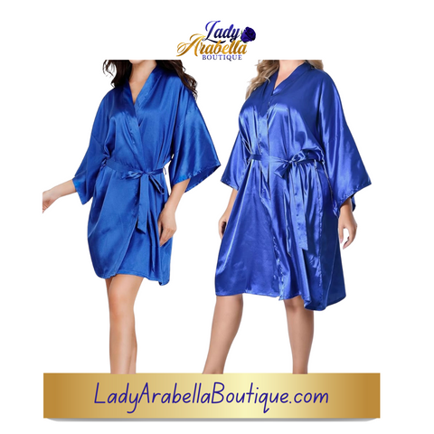 Satin Robe Color Blue