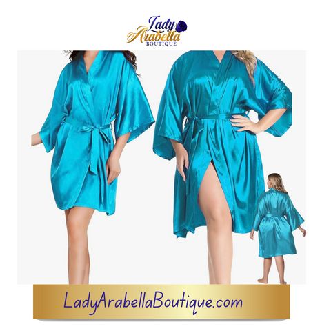 Satin Robe Color Teal