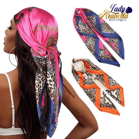 Satin Scarg with Leopard Print