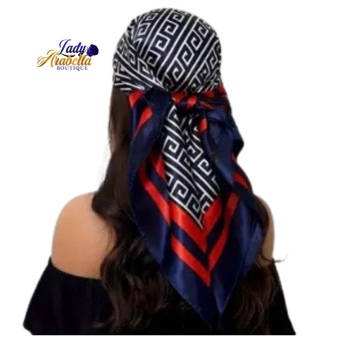 Blue Horizon Scarf with Crimson Edge