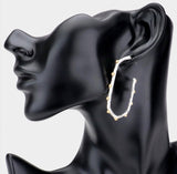 METAL BALL POINTED HEXAGON HOOP EARRINGS